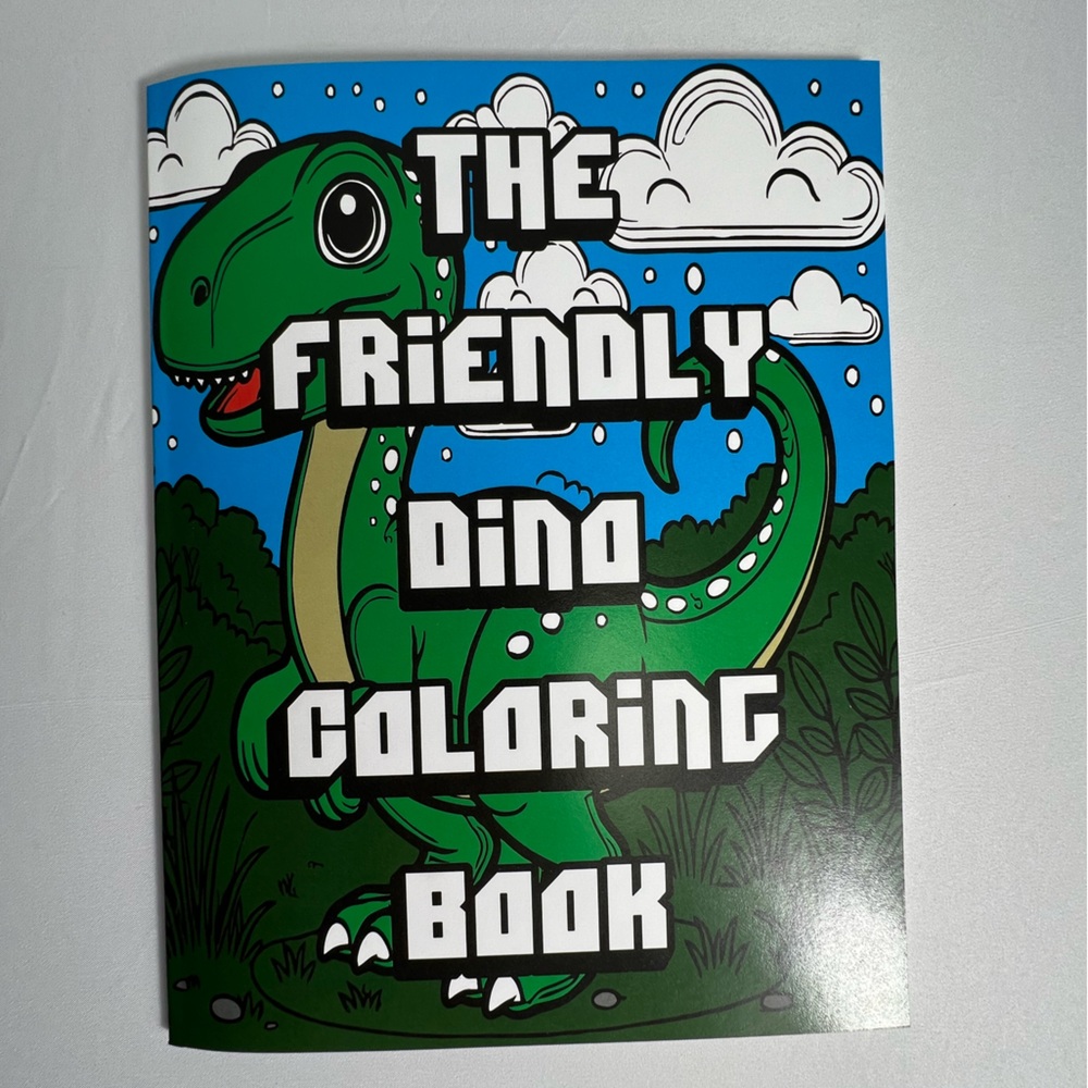 The Friendly Dino Coloring Book for Kids with Easy-to-Color Pages for Ages 4-9
